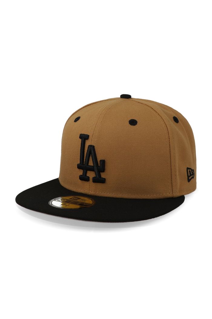 Gorra New Era 59 Fifty MLB Dodgers Q323 Wheat Black Cerrada