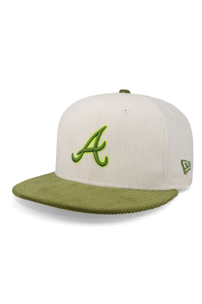 Gorra New Era 59 Fifty MLB Braves Cord Beige Cerrada